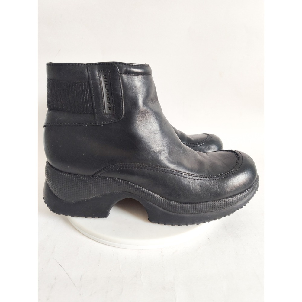 Vintage Tommy Hilfiger Platform Ankle Boots 7.5 90s Y2K Leather Grunge Bratz